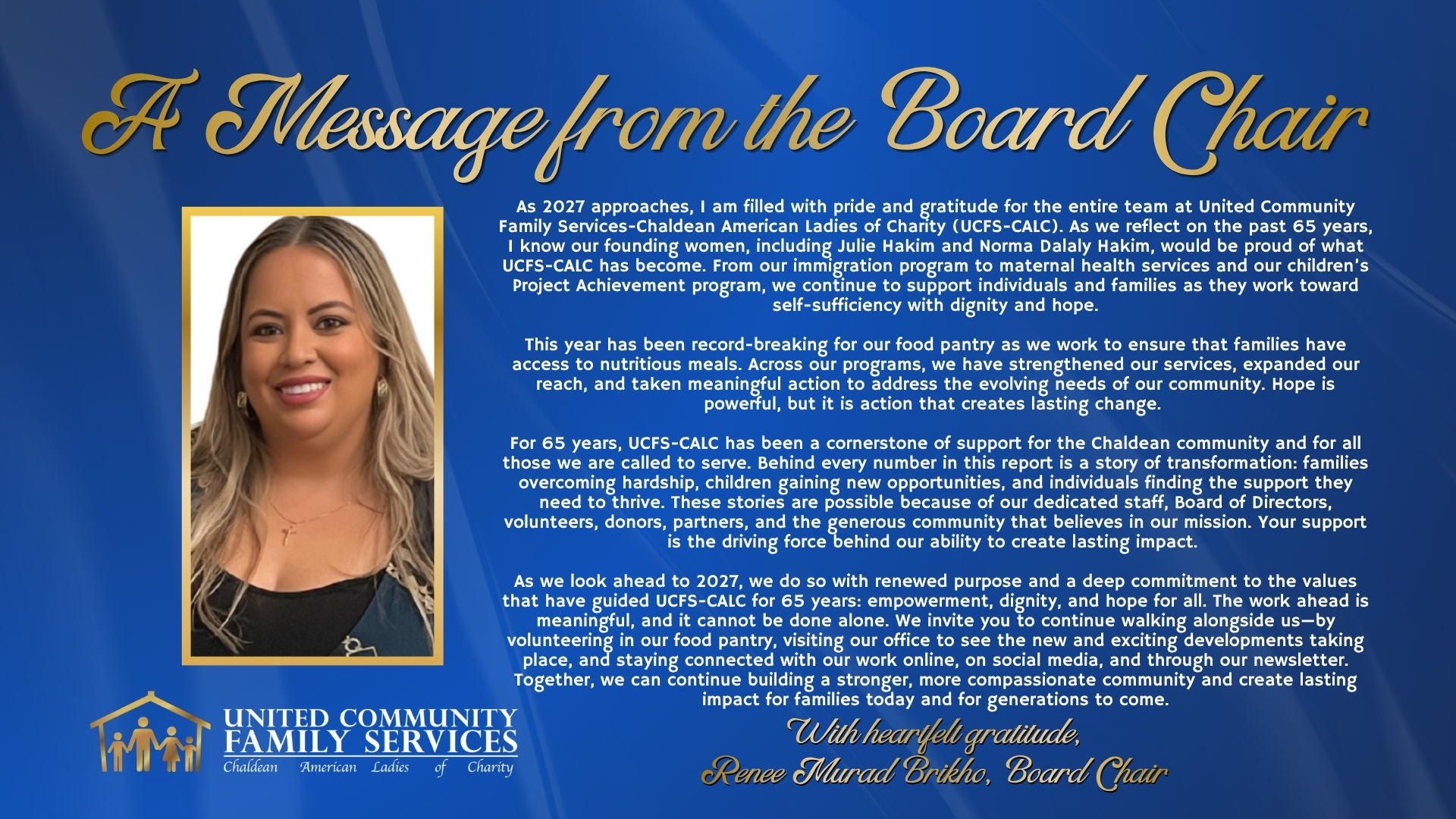Message from the board chair